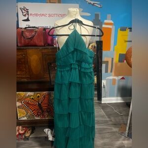 Green tiered dress that ties around the neck